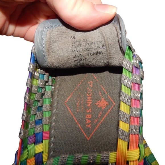 ST. JOHN'S BAY women's size 8 rainbow woven Karma Mary Jane wedges - Picture 11 of 12